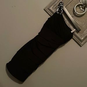 Katy Perry collection black dress one shoulder embellished size M